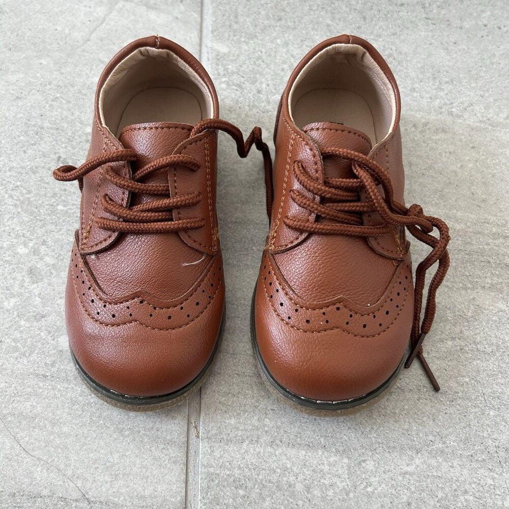 Boys Brown Toddler Oxford Dress Shoes Size 27 9 toddler